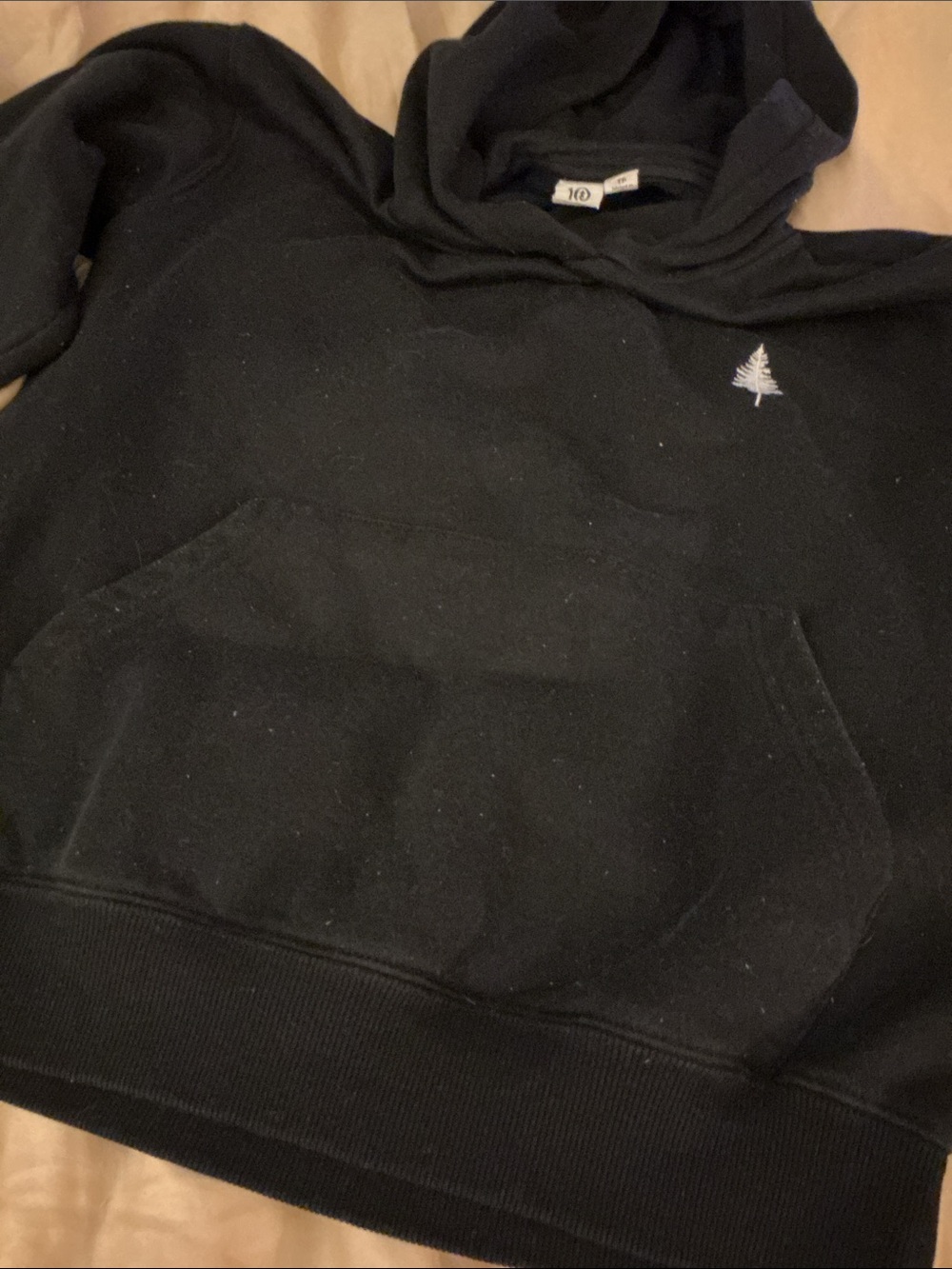 IO women’s Black Hooded Pullover with Small Tree Embroidery - Picture 5 of 5
